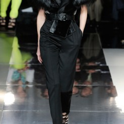 JASON WU Belted leather, mink and fox gilet